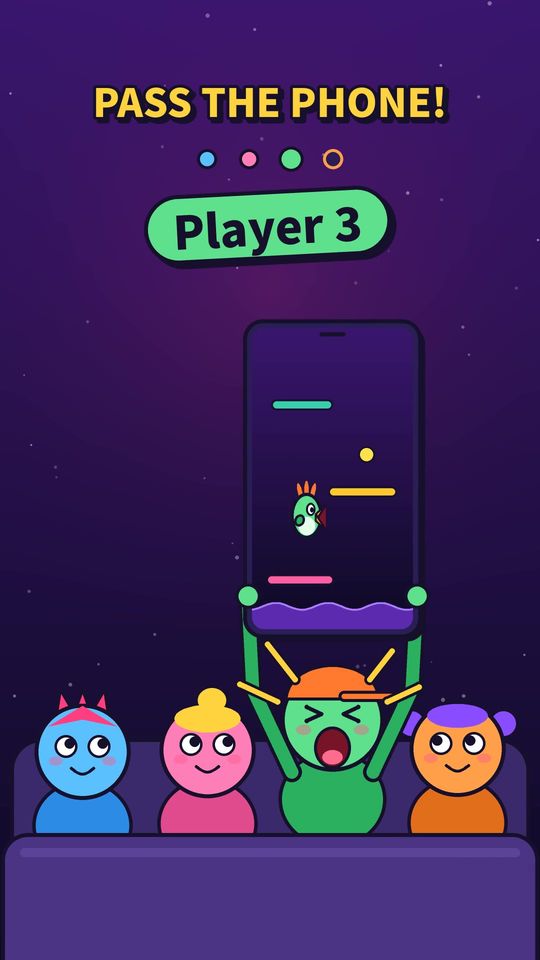Party mode: pass the phone, player 3